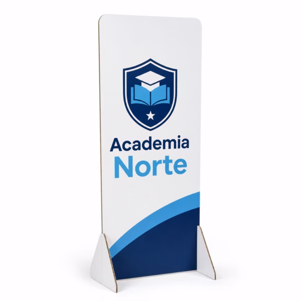 Mockup de totem de cartón para catálogo de productos de impresión.