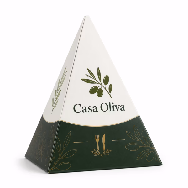Mockup de piramide publicitaria para catálogo de productos de impresión.