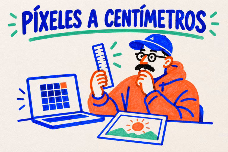 Creativo ilustrado comparando una cuadrícula de píxeles con una fotografía y una regla