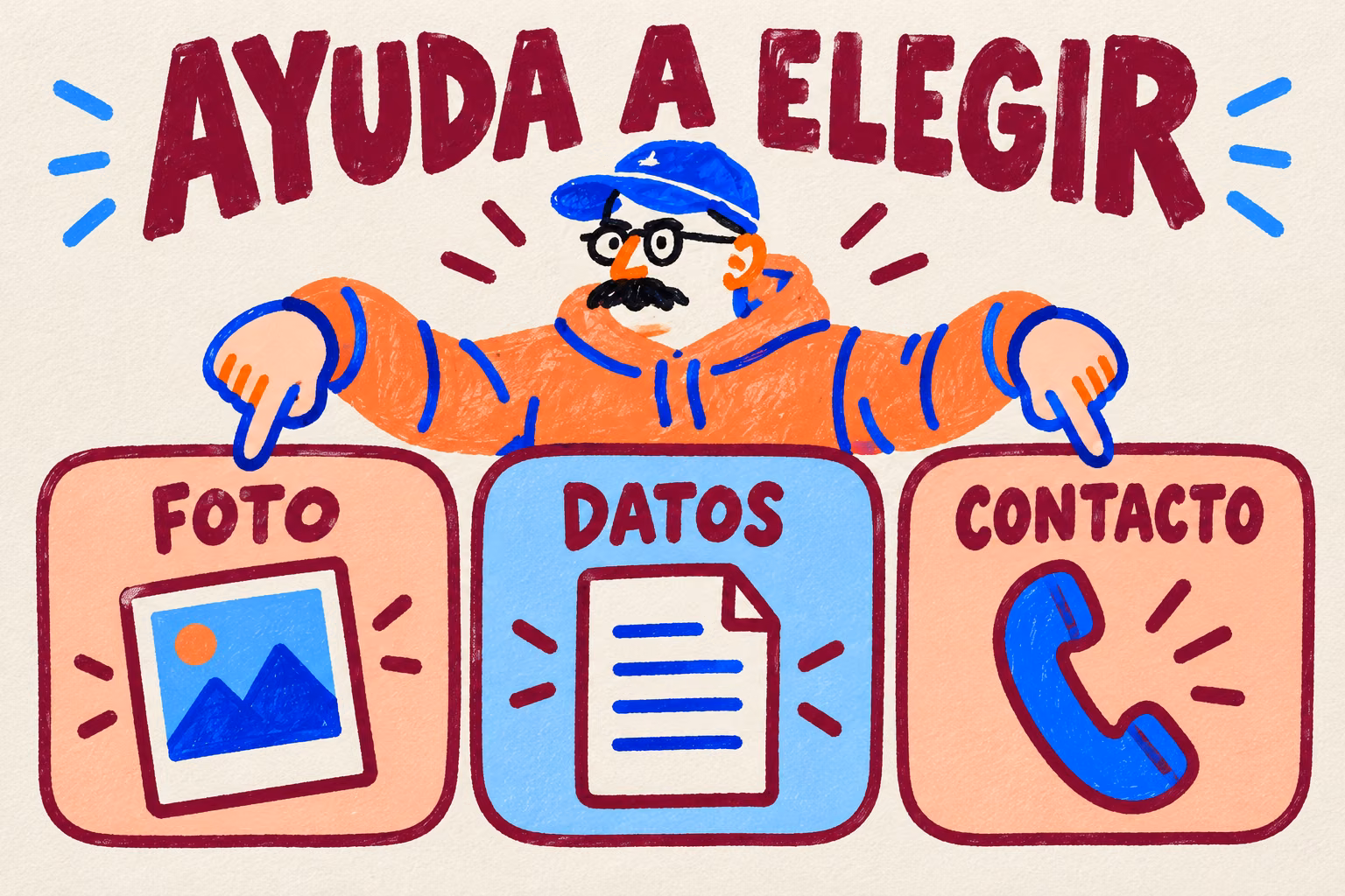 Infografía de catálogo: foto, datos y contacto