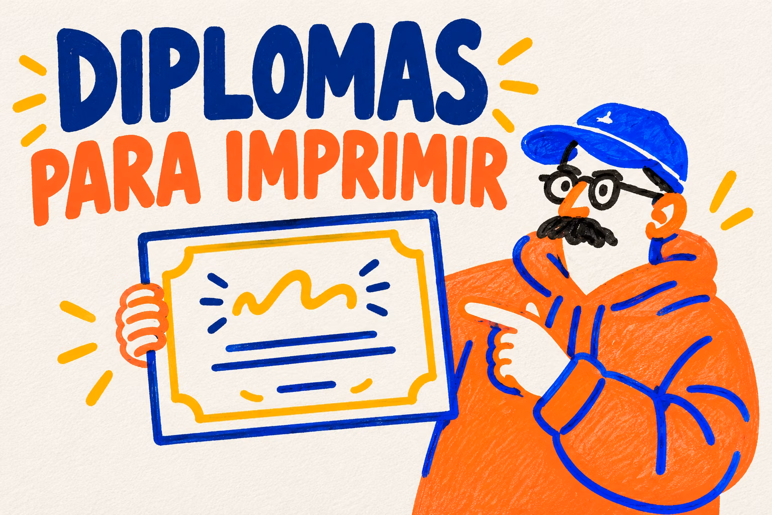 Creativo ilustrado mostrando un diploma decorativo