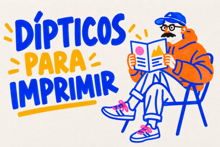 Creativo ilustrado mostrando un díptico abierto
