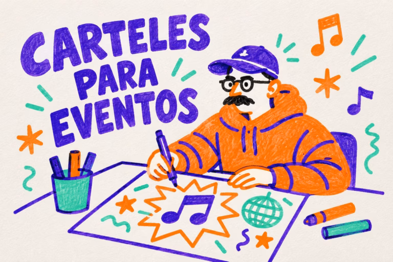 Creativo ilustrado diseñando un cartel para un evento