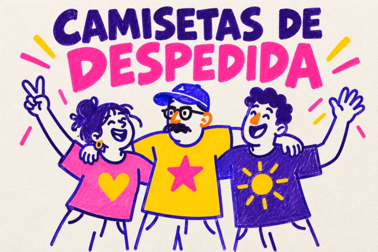 Tres amigos ilustrados con camisetas decoradas con un corazón, una estrella y un sol