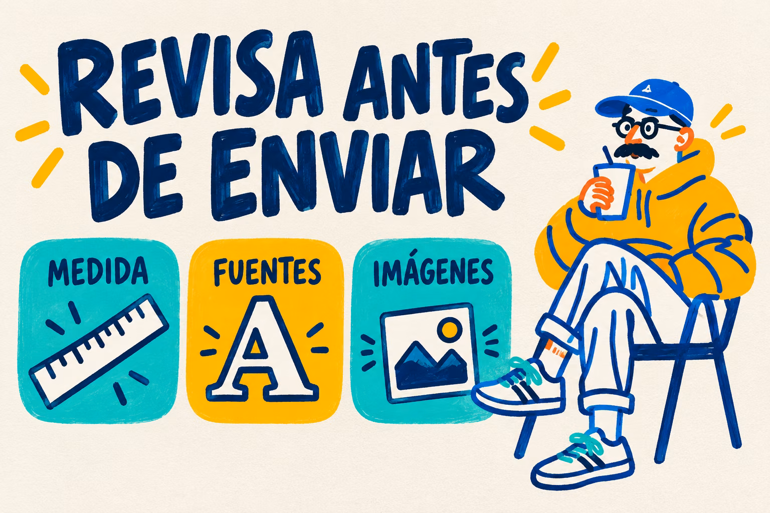 Infografía de revisión del PDF: medida, fuentes e imágenes