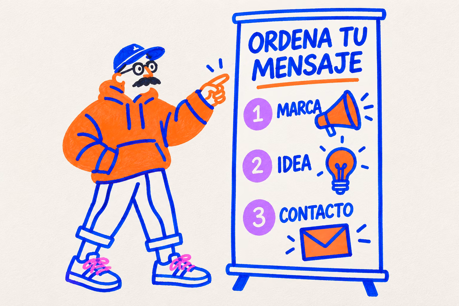Esquema de contenido de un roll up: marca, idea y contacto