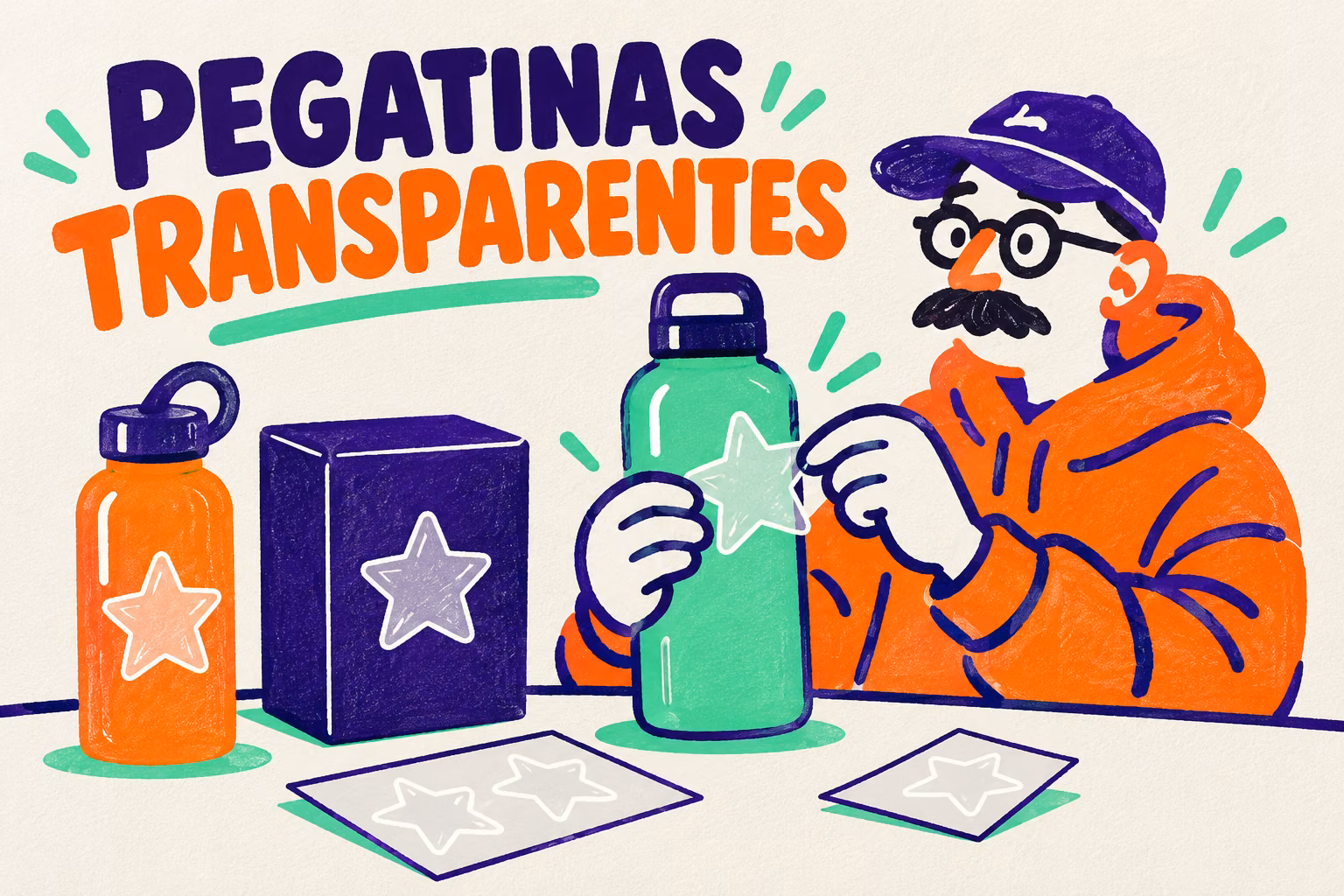 Creativo ilustrado colocando una etiqueta en un envase junto a muestras claras y oscuras