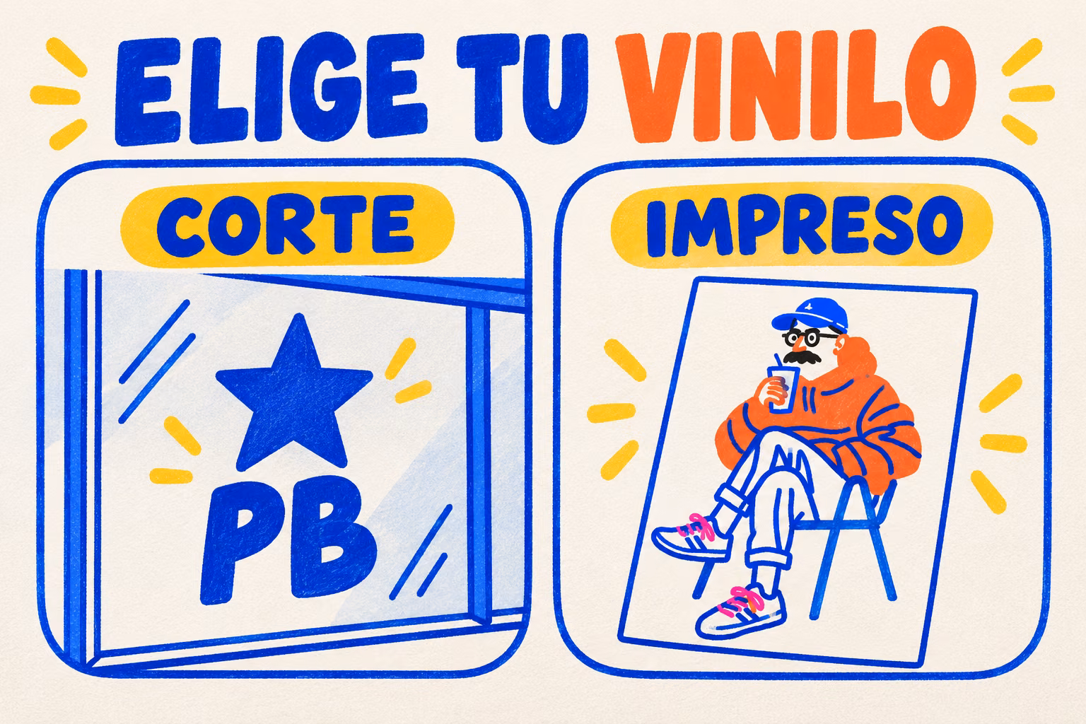 Infografía comparativa de vinilo de corte y vinilo impreso